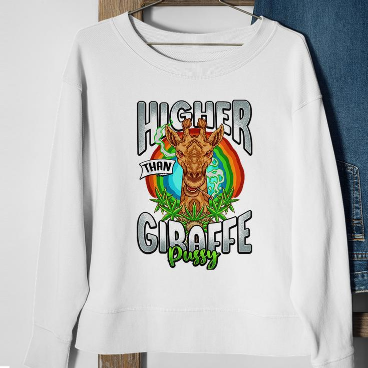 Higher Than Giraffe Gift Pussy Stoner Weed 420 Pot Gift Sweatshirt Gifts for Old Women