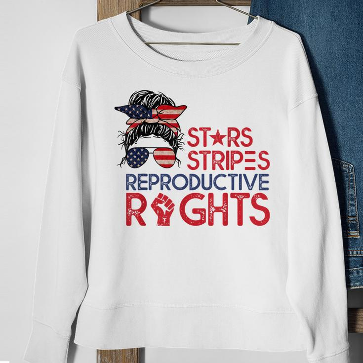 Messy Bun American Flag Pro Choice Star Stripes Equal Right V2 Sweatshirt Gifts for Old Women