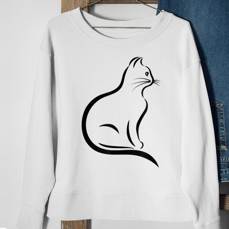 Minimalist Cute Black Cat Owner Feline Art Kitten Lover V2 Sweatshirt Gifts for Old Women