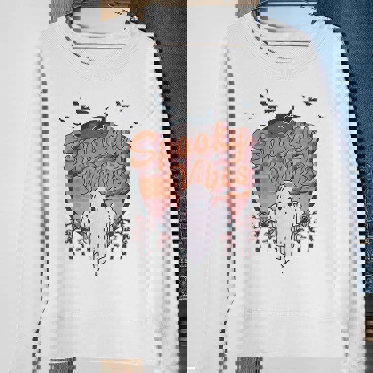Retro Spook Vibes Boo Ghost Spooky Season Funny Halloween Sweatshirt Gifts for Old Women