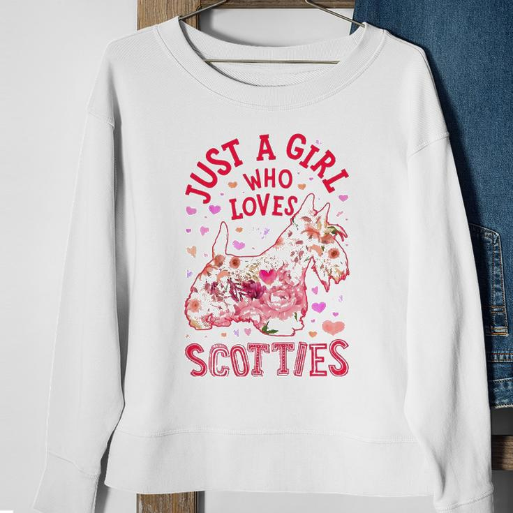 Scottie Scottish Terrier Just A Girl Who Loves Dog Flower Sweatshirt Gifts for Old Women