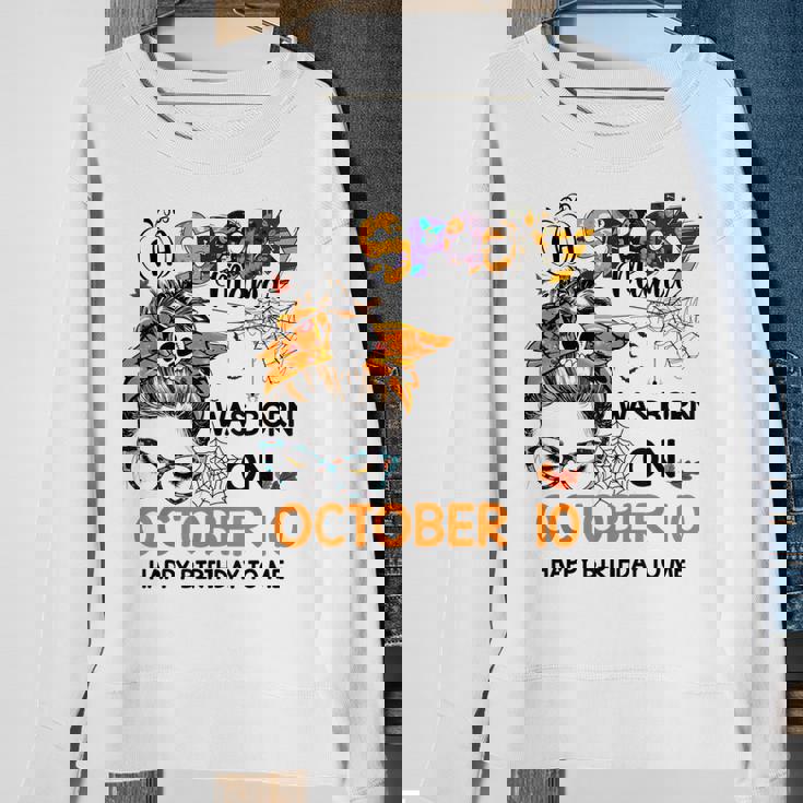 Spooky Mama Born On October 10Th Birthday Bun Hair Halloween Sweatshirt Gifts for Old Women