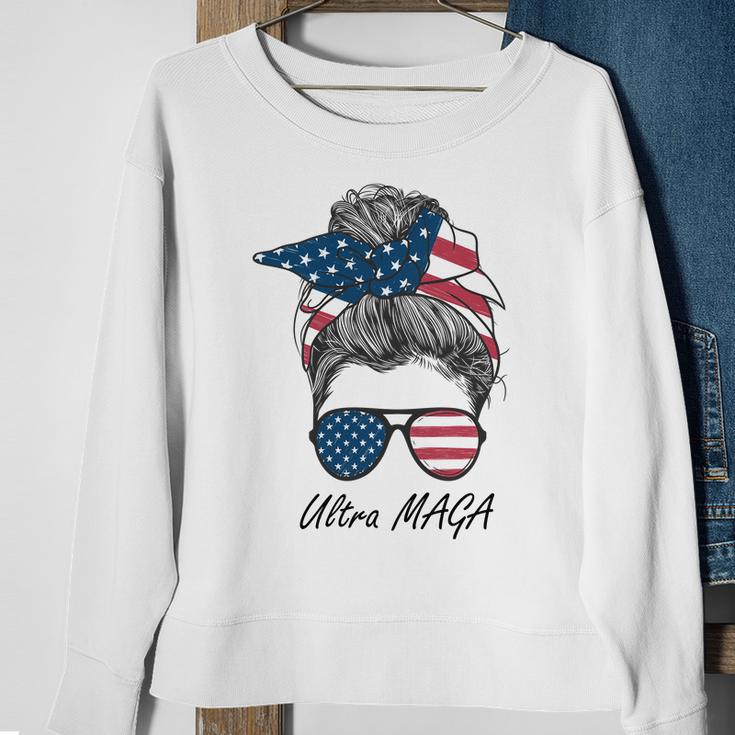 Ultra Maga Messy Bun Parody Trump 2024 Anti Biden Tshirt Sweatshirt Gifts for Old Women