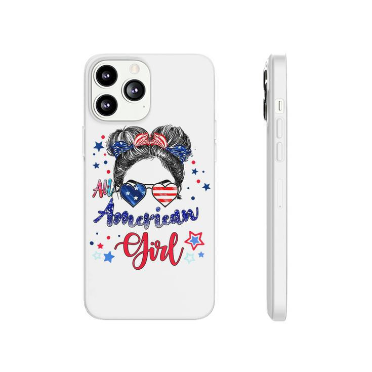 All American Girls 4Th Of July  Daughter Messy Bun Usa  V7 Phonecase iPhone
