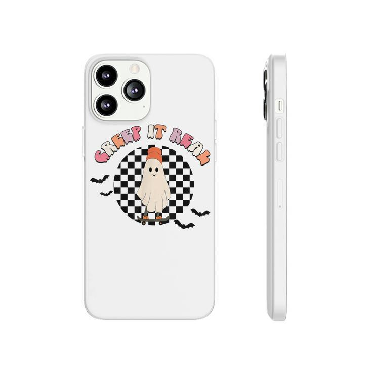 Retro Checkered Creep It Real Ghost Skater Funny Halloween  Phonecase iPhone