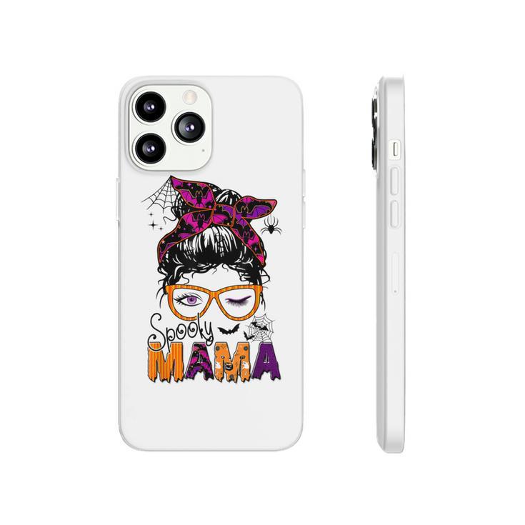 Spooky Mama Messy Bun Mom Life Halloween Costume  Phonecase iPhone