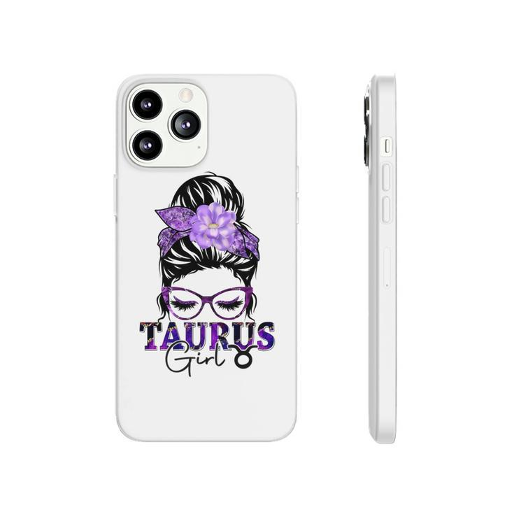 Taurus Girl Birthday Messy Bun Hair Purple Floral   Phonecase iPhone