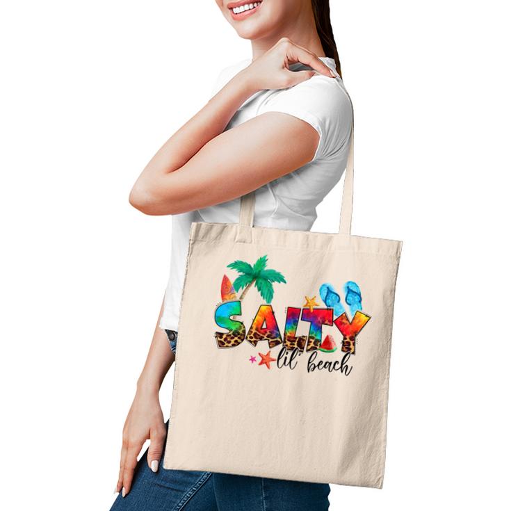 Funny Salty Lil Beach Flip Flops Leopard Summer Vacation  Tote Bag