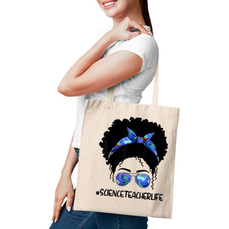 Afro Messy Bun Science Teacher Life  1St Day Of School  Tote Bag