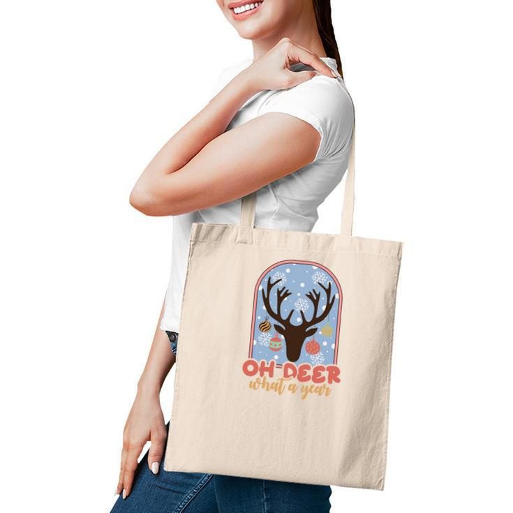 Funny Christmas Oh Deer What A Year Tote Bag