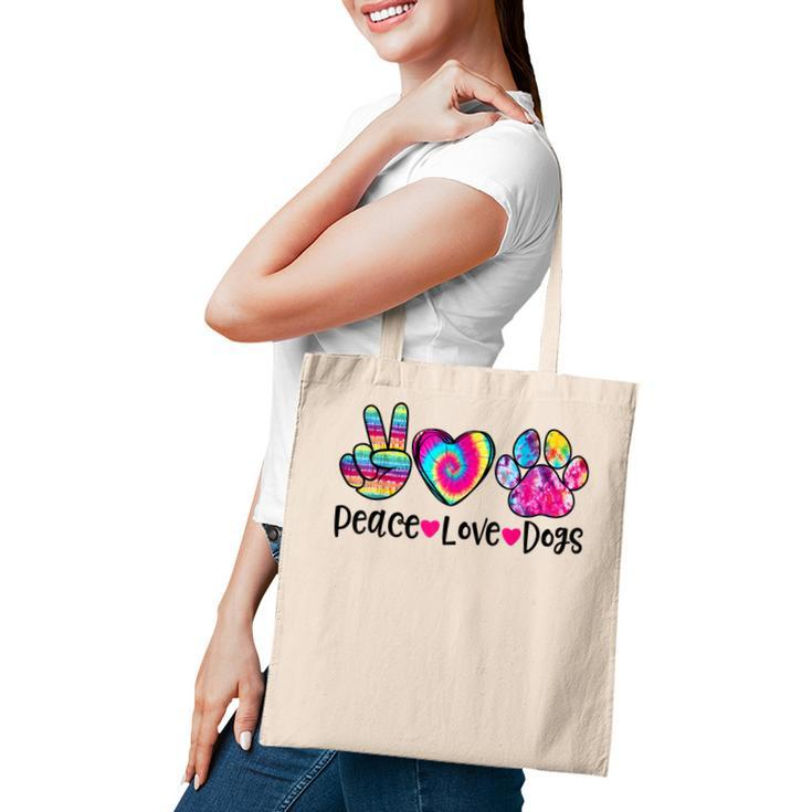 Peace Love Dogs Tie Dye Dog Paw Dog Mom Mothers Day  Tote Bag