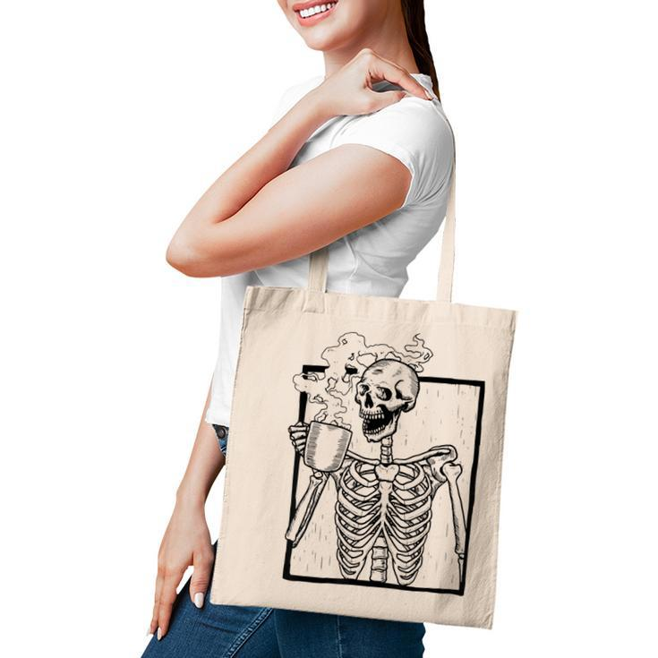 Skeleton Drink Coffee Funny Skeleton Halloween Costume  Tote Bag