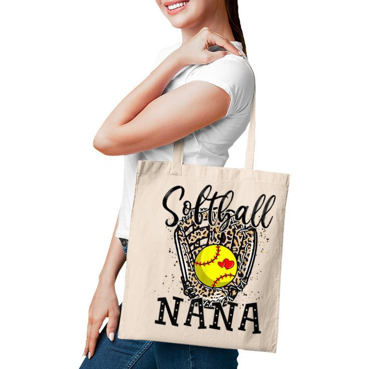 Softball Nana Leopard Game Day Softball Lover Mothers Day  Tote Bag