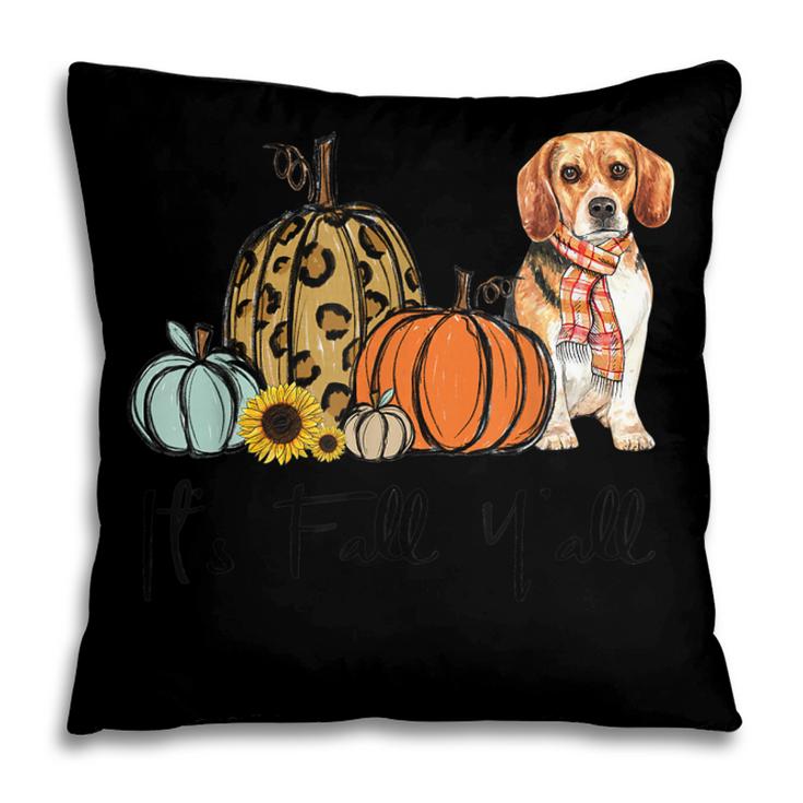 Its Fall Yall Yellow Beagle Dog Leopard Pumpkin Falling  Pillow