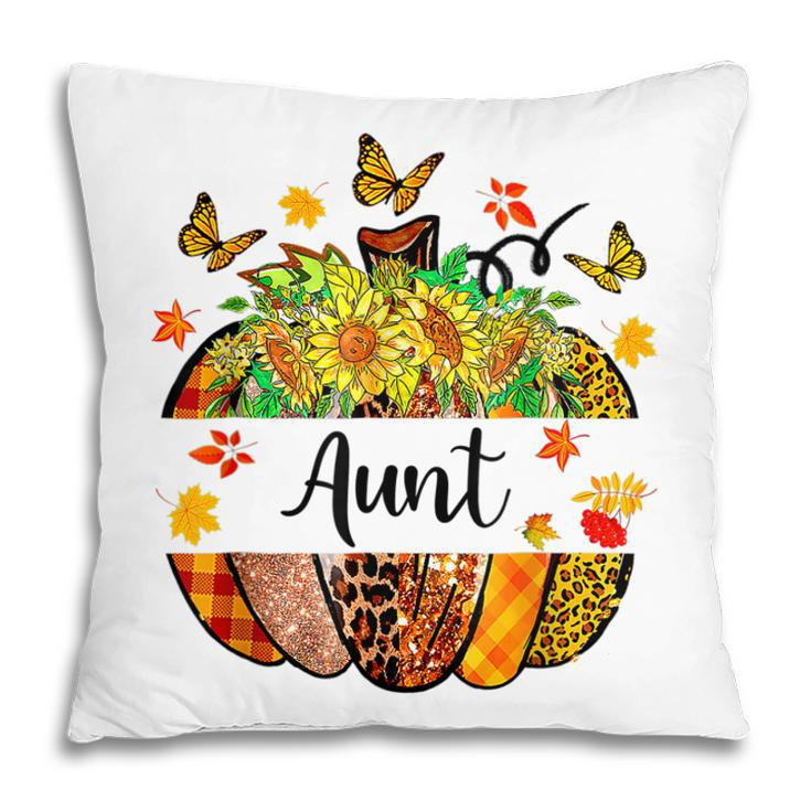 Aunt Fall Leopard Pumpkin Sunflowers Autumn Thanksgiving  V2 Pillow