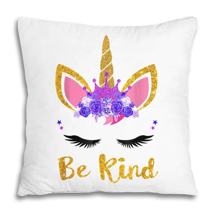 Be Kind Unicorn Girl Kids Orange Unity Day 2022  Pillow