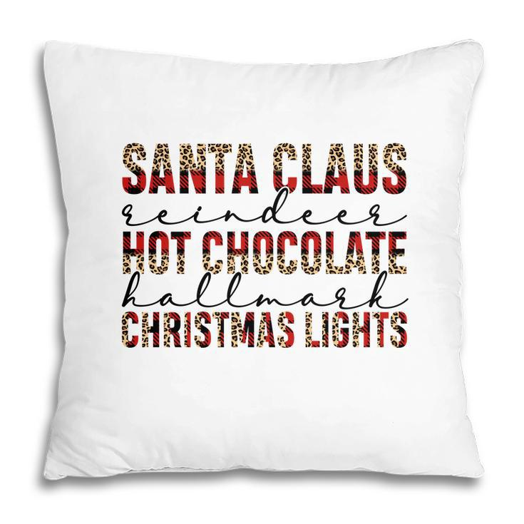 Christmas Buffalo Plaid Santa Claus Hot Cocoa Holiday Christmas Lights Pillow