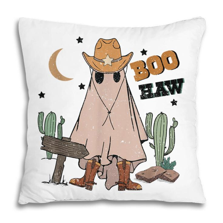 Cowboy Boo How Retro Ghost Halloween Costume Desert Cactus  Pillow