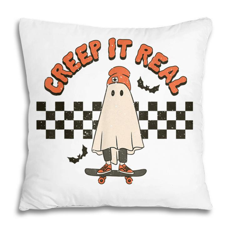 Creep It Real Ghost Boy Vintage Retro Halloween Fall Season  Pillow