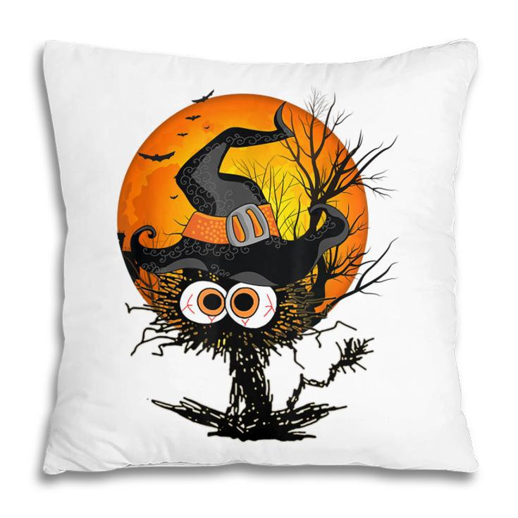 Funny Halloween Black Cat Costume Witch Hat & Moon Men Women  Pillow