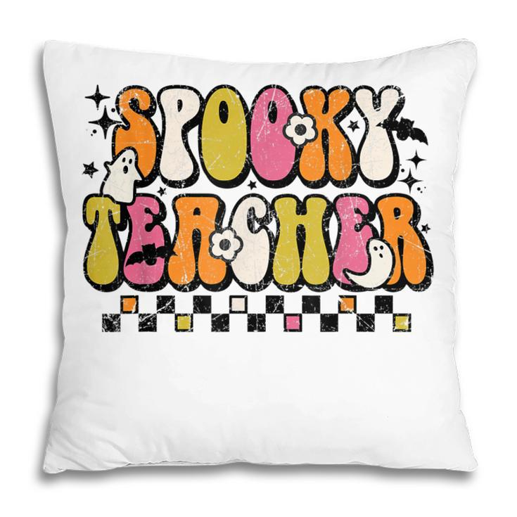 Funny Spooky Season Retro Spooky Teacher Halloween Costume  Pillow
