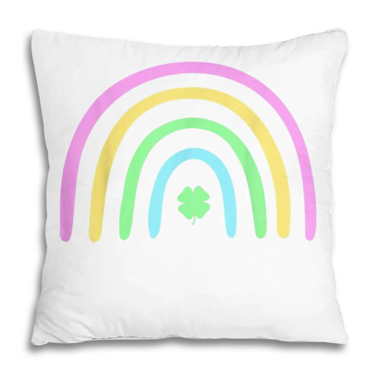 Green Four Leaf Clover Rainbow St Patricks Day  Pillow