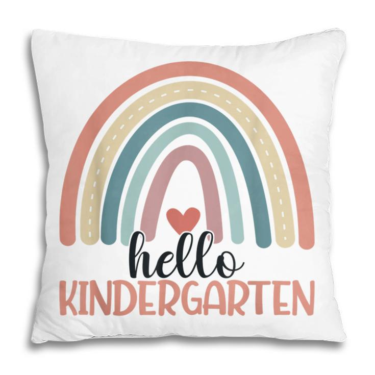 Hello Kindergarten Rainbow Cute Kinder Boho Rainbow Teacher  Pillow
