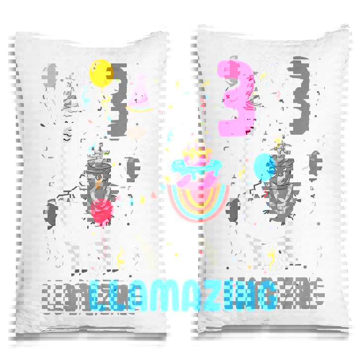 Kids 3Rd Birthday I Am 3 Years Old And Llamazing Llama Girl Ns Pillow