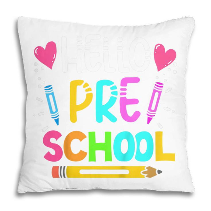 Kids Hello Preschool Retro Cute Teacher Toddler Girls  Pillow
