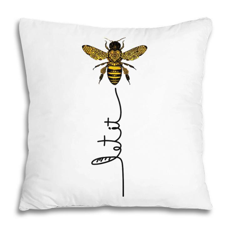 Let It Bee Hand Drawn Sweet Bees Beekeeper Line Art Girl  Pillow