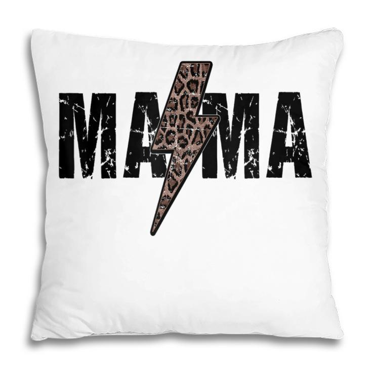 Mama Lightning Bolt Leopard Cheetah Print Mothers Day  Pillow