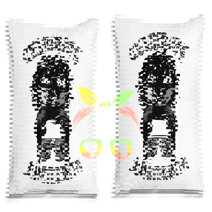 Messy Bun Black Women Junenth Celebrate Independence Day Pillow