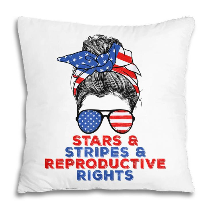Messy Bun Us Flag Stars Stripes Reproductive Rights  Pillow