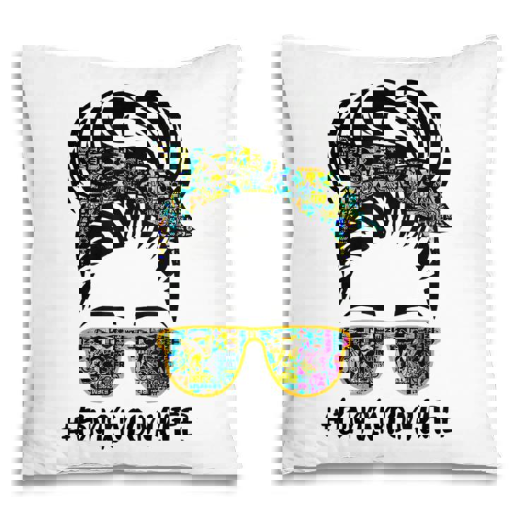 Messy Hair Bandana Sunglasses Bmx Mom Life Mothers Day Pillow