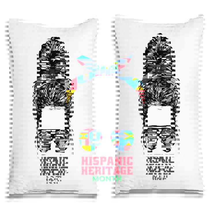 Mom Messy Bun Hispanic Heritage Month Cool Latino Pride Flag Pillow