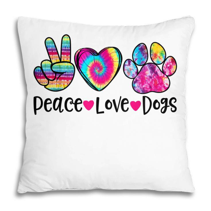 Peace Love Dogs Tie Dye Dog Paw Dog Mom Mothers Day  Pillow