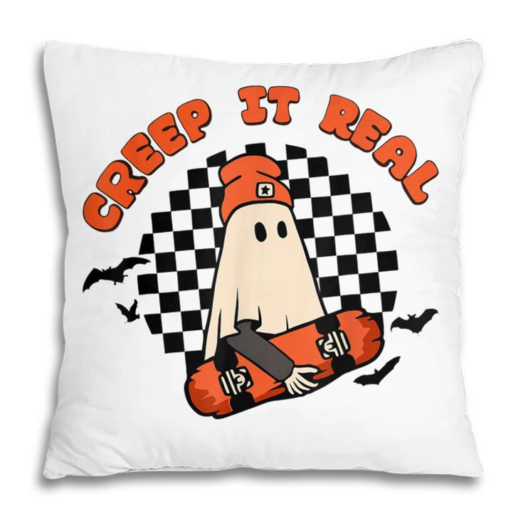 Retro Halloween Creep It Real Vintage Ghost Halloween  V2 Pillow