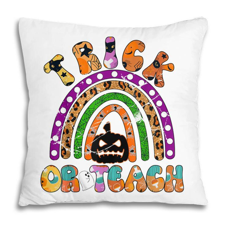 Retro Trick Or Teach Ghost Teacher Halloween Costume Womens  V22 Pillow