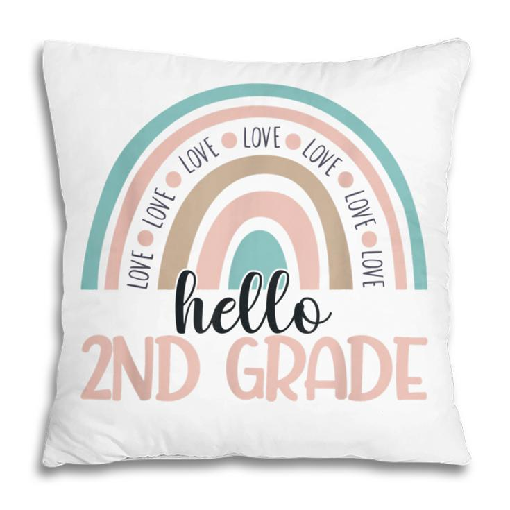 Second Grade Rainbow Hello 2Nd Grade Boho Rainbow Teacher  Pillow