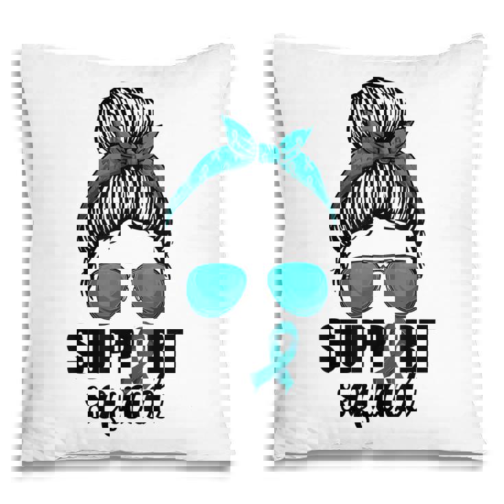 Support Squad For Women Ovarian Cancer Messy Bun Pillow
