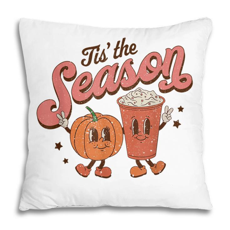 Tis The Season Pumpkin Spice Funny Fall Vibes Autumn Retro Pillow