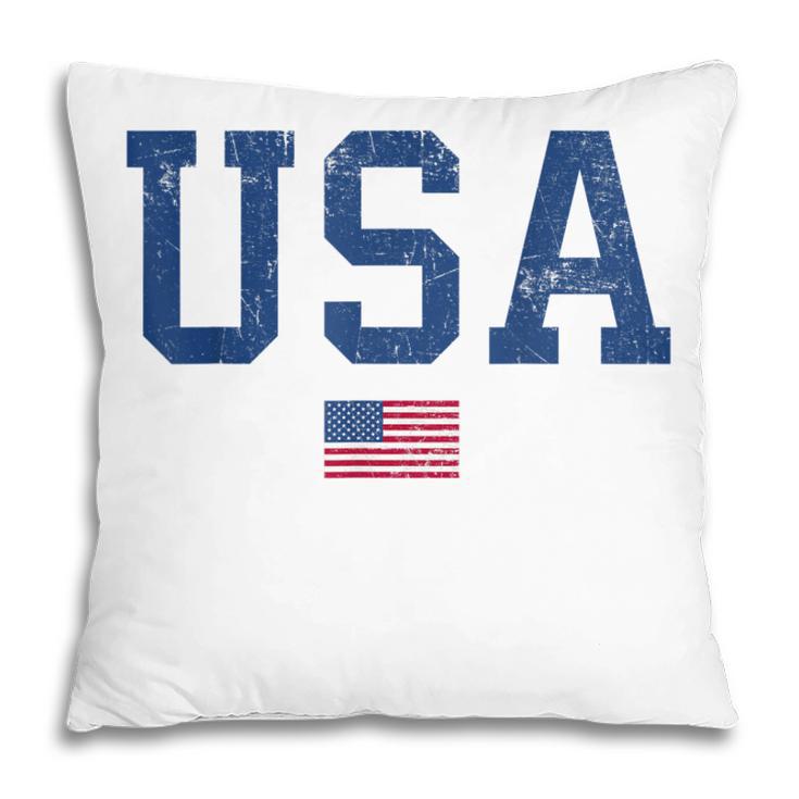 Usa Women Men Kids Patriotic American Flag Distressed  Pillow