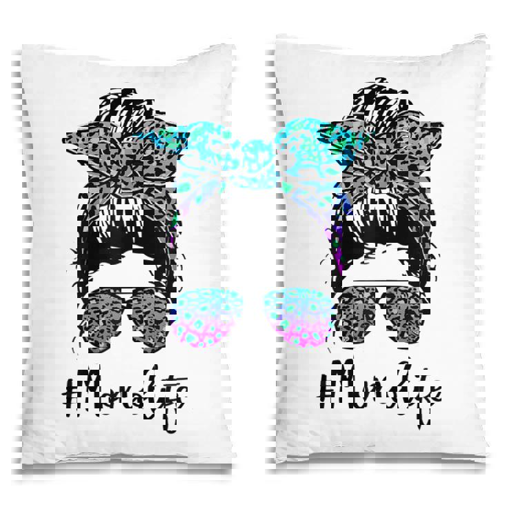 Womens Momo Life Leopard Tie Dye Messy Bun Mothers Day Women Pillow