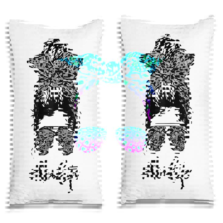 Womens Nini Life Leopard Tie Dye Messy Bun Mothers Day Women Pillow
