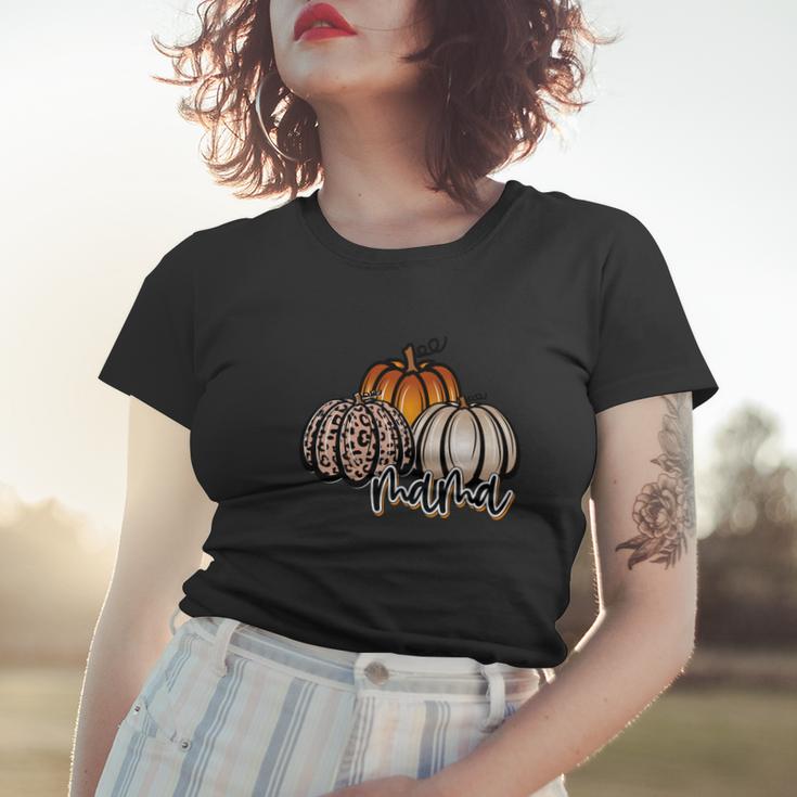 Mama Pumpkin Leaopard Orange Pumpkins Fall Women T-shirt