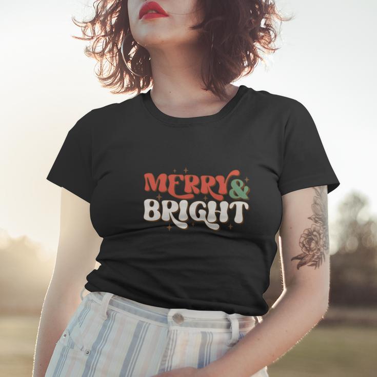 Retro Christmas Merry And Bright Women T-shirt