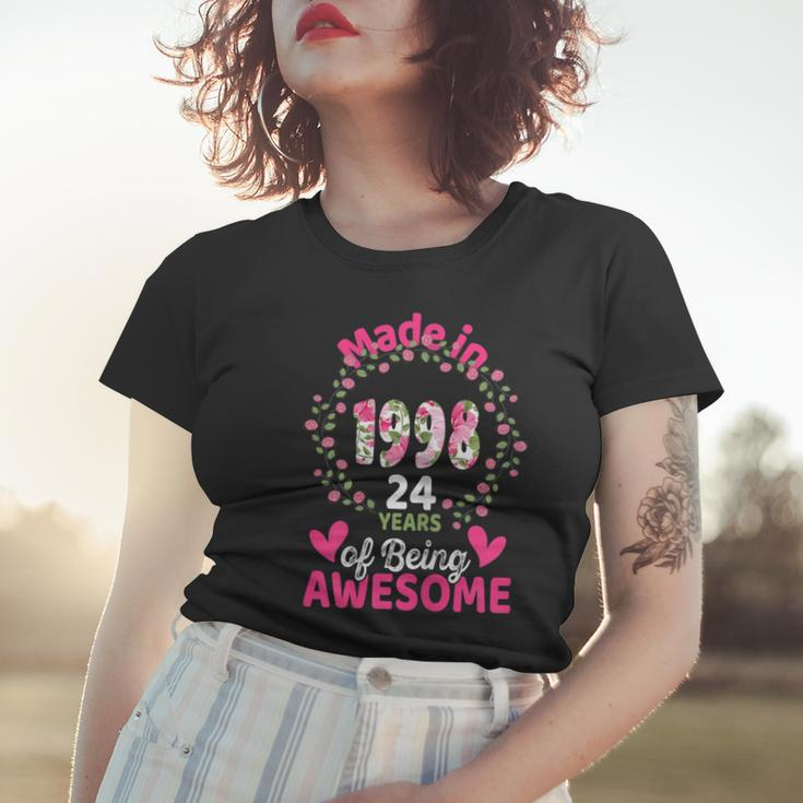 24 Years Old 24Th Birthday Born In 1998 Women Girls Floral Women T-shirt Gifts for Her