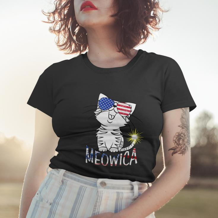 4Th Of July America Flag Happy Usa Day 2022 Cute Cat Usa Women T-shirt Gifts for Her