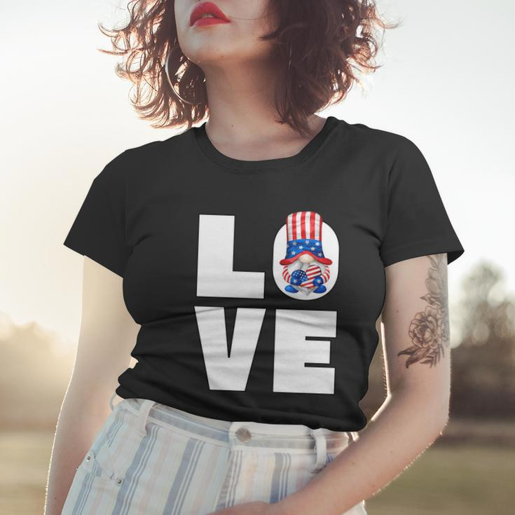 4Th Of July Gnome For Women Patriotic American Flag Heart Gift Women T-shirt Gifts for Her
