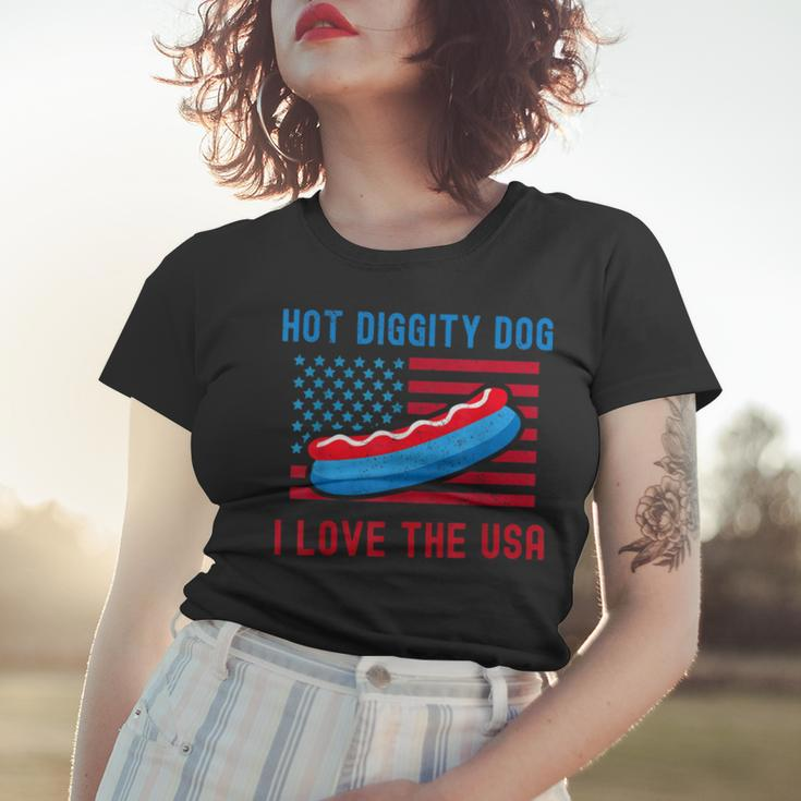 4Th Of July Hot Diggity Dog I Love The Usa Funny Hot Dog Women T-shirt Gifts for Her